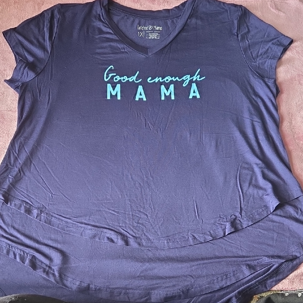 Latched Mama Good Enough Mama Blue Short Sleeve Nursing Tee